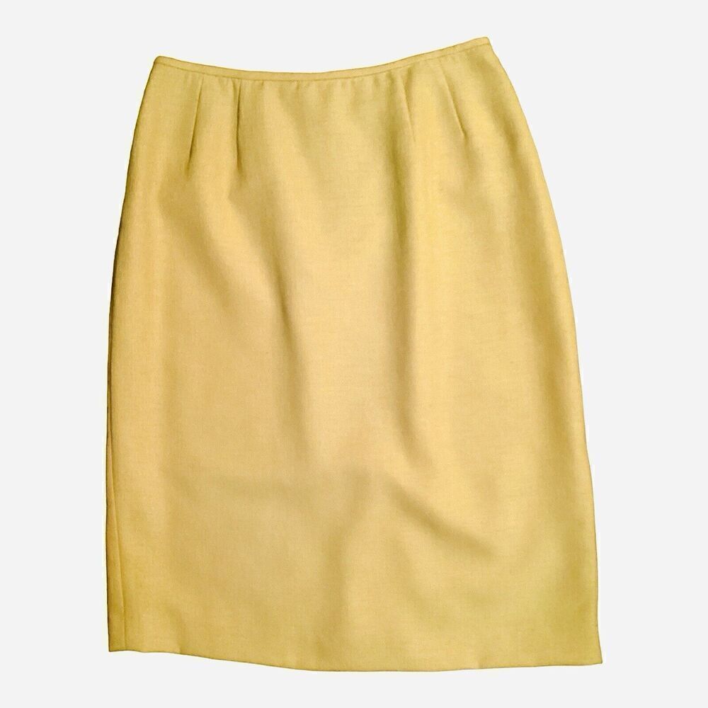 Women's Stretch-Crepe Back-Vent Lined  Pencil Skirt Yellow Size 4